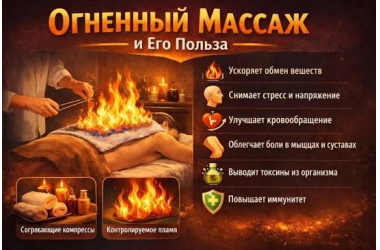 Огненный массаж на спину, 10000 тг или все тело, 20000 тг, 30 мин